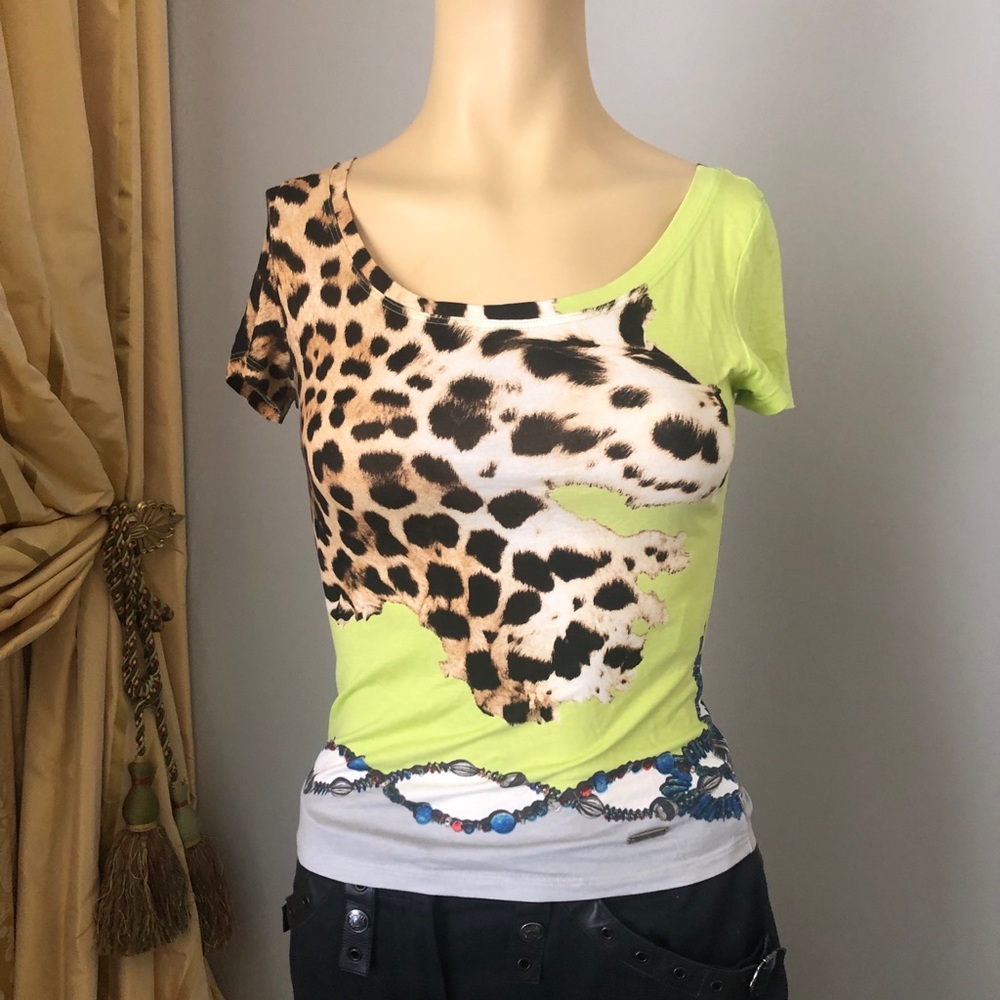 Roberto Cavalli Leopard Print Tshirt, sz.S,excell